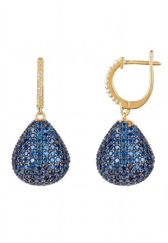 Latelita Valerie Pear Drop Gemstone Earrings Gold Sapphire Blue