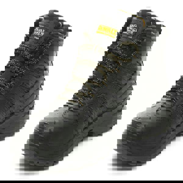 DeWalt Murray Mens Lace Up Safety Work Steel Toe/Midsole S7 Ankle Boots, black steel toe work boots with yellow accents, lace-up design, and rugged sole for industrial safety.