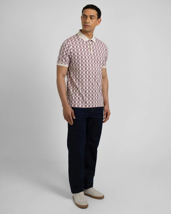 Steel & Jelly Curzon - Two-Tone Button Circle Print Polo Shirt