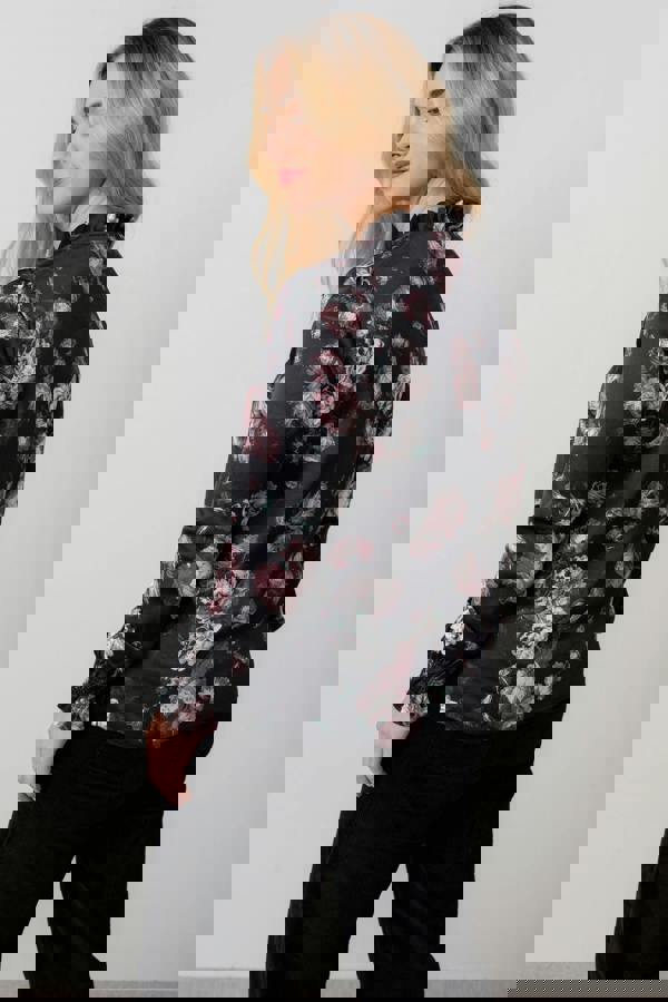 Lily & Me Kit Ruffle Satin Blouse Black