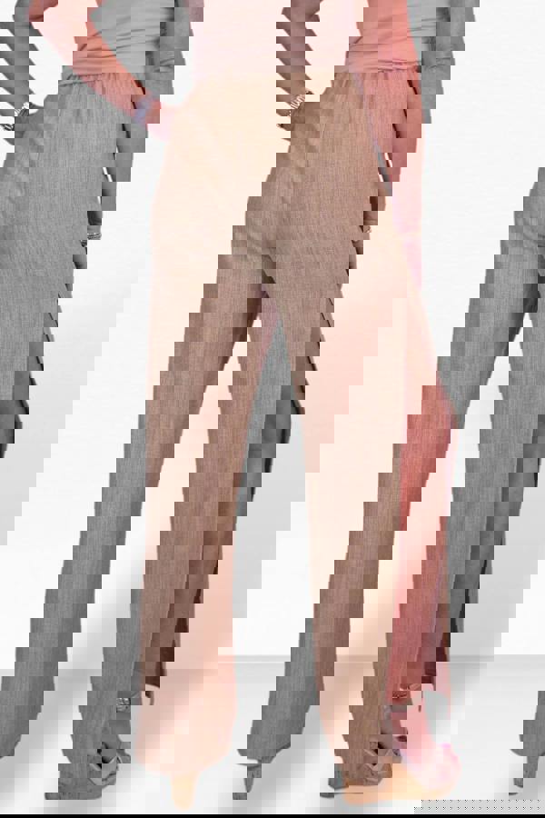 Paulo Due Women's Linen Look Wide Leg Split Hem Trousers