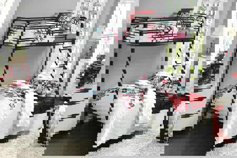 Dorel Home Bunk Bed Metal Black - Single Double