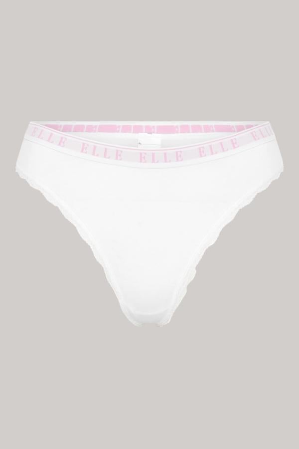 ELLE Multi Pack (3) Cotton Lace Trim Tipped Thongs