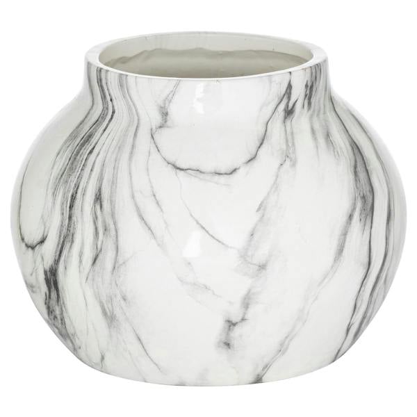 Hill Interiors Marble Planter - White/Grey - 