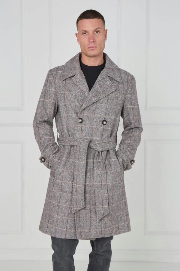 Elaina Fashion Premium Men's Double-Breasted Trench Coat