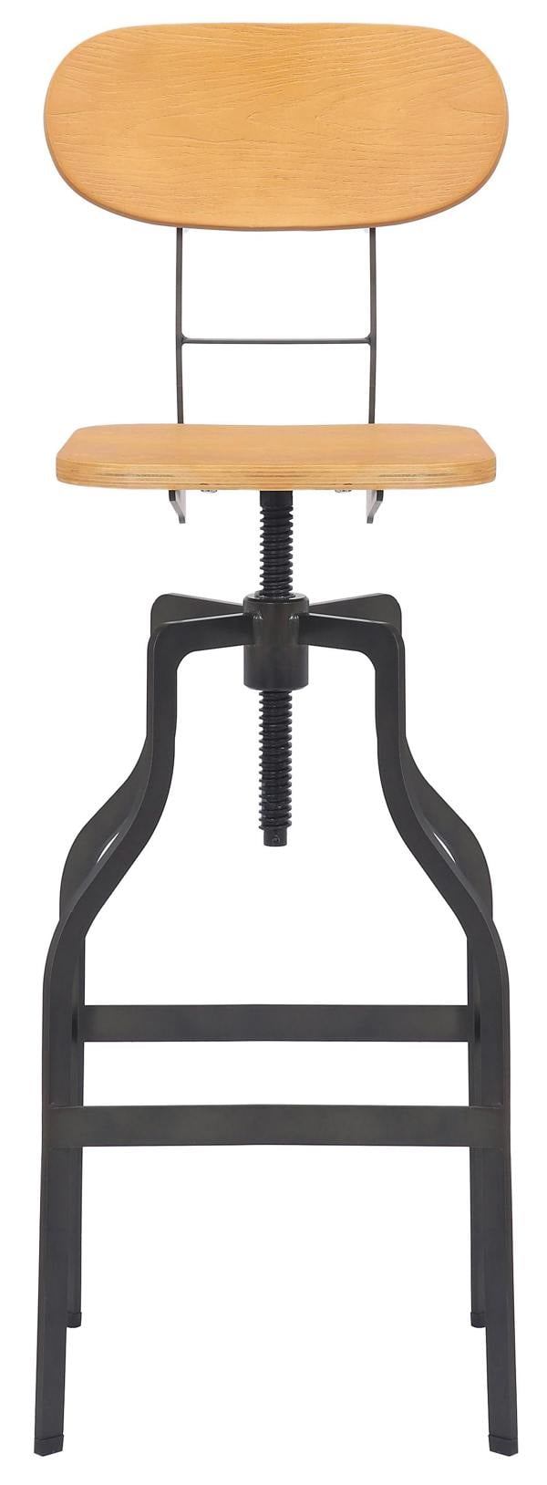 Lamboro Bolzano Single Vintage Kitchen Bar Stool, Steel Legs, Height Adjustable Screw Swivel, Breakfast Bar & Home Barstool, Natural