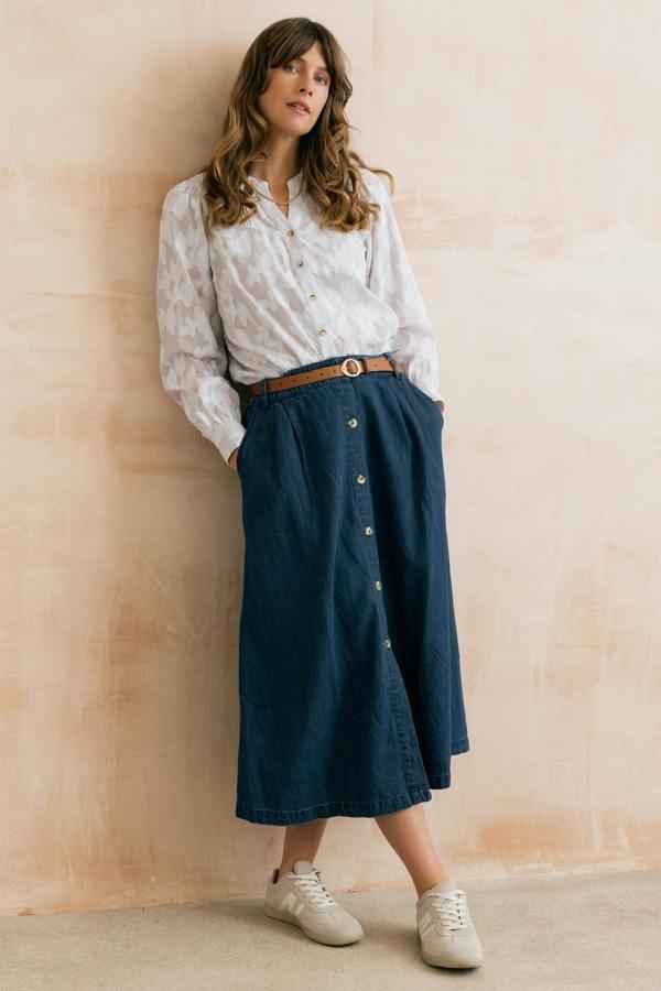 Lily & Me Poplar Cotton Jacquard Blouse Mocha