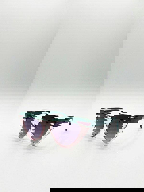 SVNX Two Tone Cat-Eye Sunglasses in Pink Green