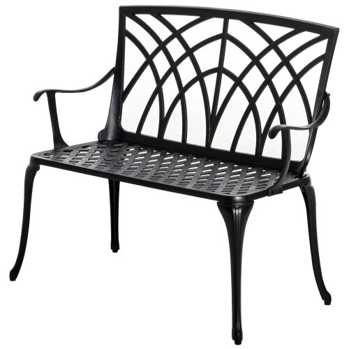 Wyld Haus Elsu 2 Seater Outdoor Garden Bench Black Cast Aluminium Antique Finish