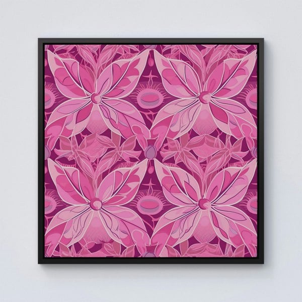 Warren Reed Pink Abstract Floral Design Framed Canvas