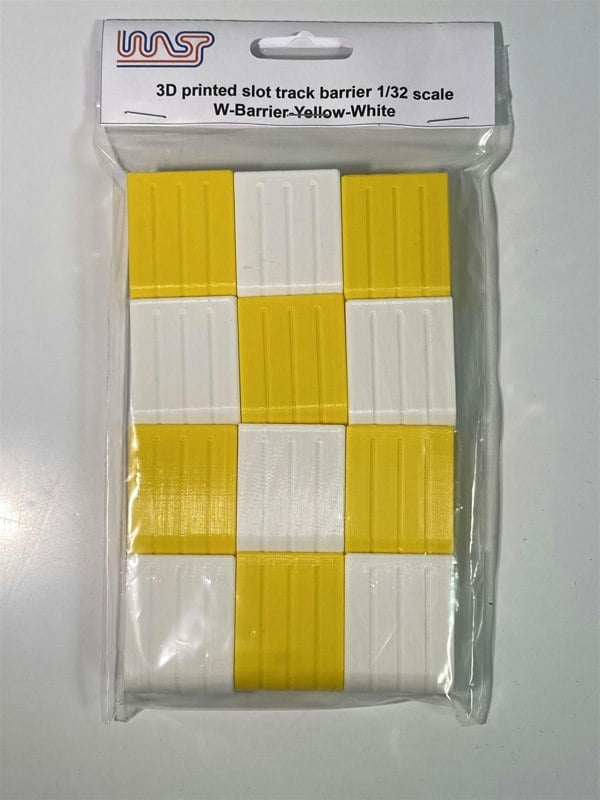 MCSlots Slot Car Track Scenery Yellow and White Barriers x 12 1:32 Scale NEW Wasp