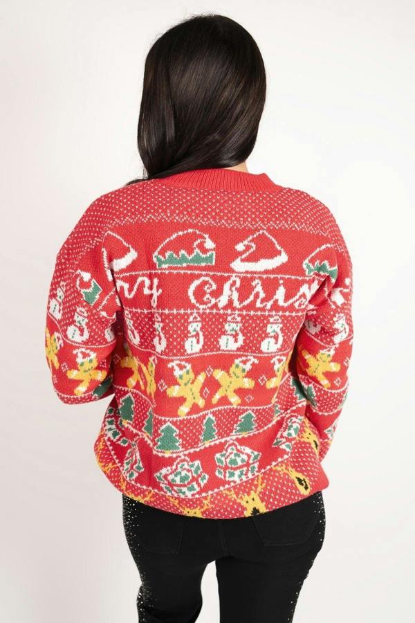 Zailie Christmas Pattern Knitted Jumper - Red