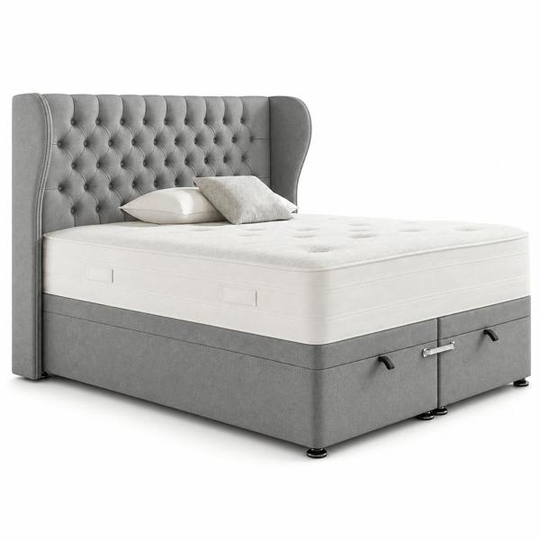 Great British Beds Mulberry Winged Divan Ottoman Bed - Silver Plush