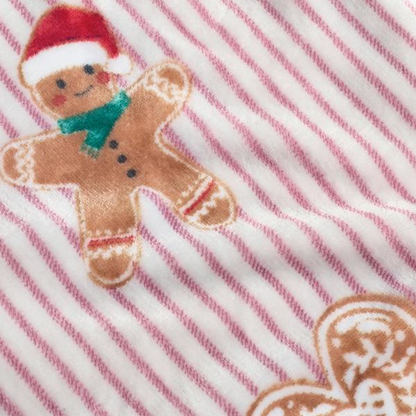 Catherine Lansfield Christmas Gingerbread Stripe Cosy Fleece Blanket Throw Natural