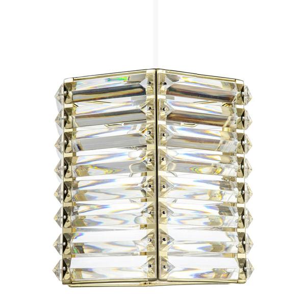 Modern Hexagonal Polished Gold Pendant Shade with Clear Acrylic Rods Image 4