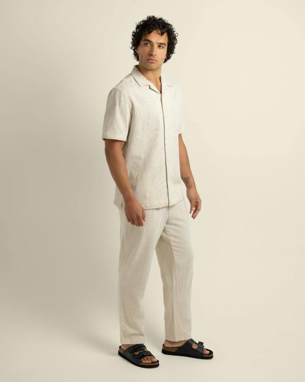 Larsson & Co Rafe - Leaf Jacquard Short Sleeve Shirt