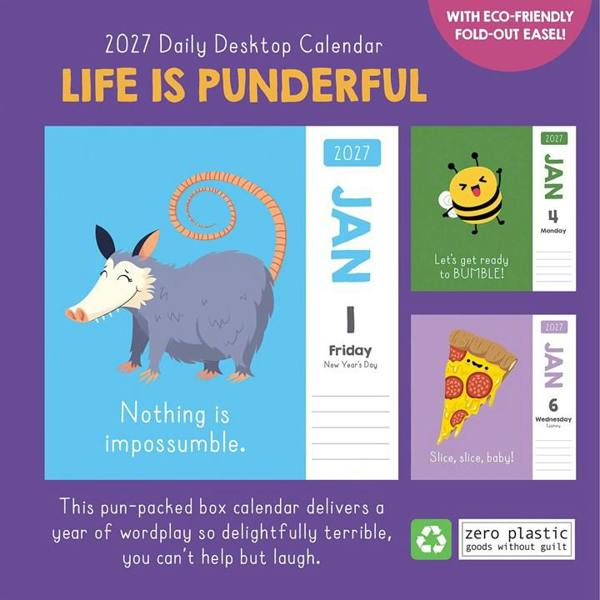 Life Is Punderful Desk Calendar 2027, Desk Calendars, Day To View, Humour, Gift
