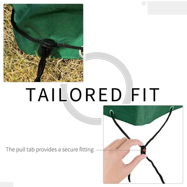 Green swing chair cover with pull-tab and drawstring for tailored secure fit