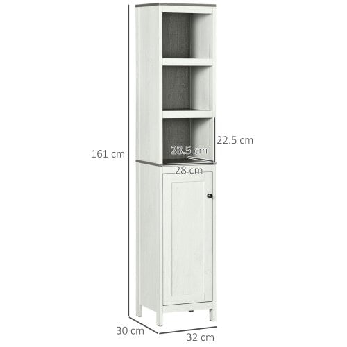 Wyld Haus Salata Tall Freestanding Bathroom Storage Cabinet With Open Shelves And Adjustable Interior Antique White