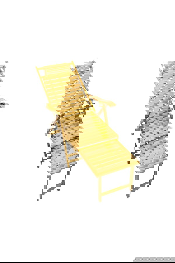 Living and Home Bamboo Folding Lounge Chair Recliner with Retractable Footrest