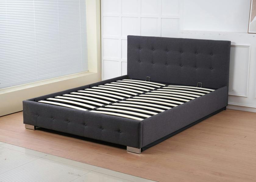 The Oslo Charcoal Linen Tufted Ottoman Bed Frame - Madefor.Living