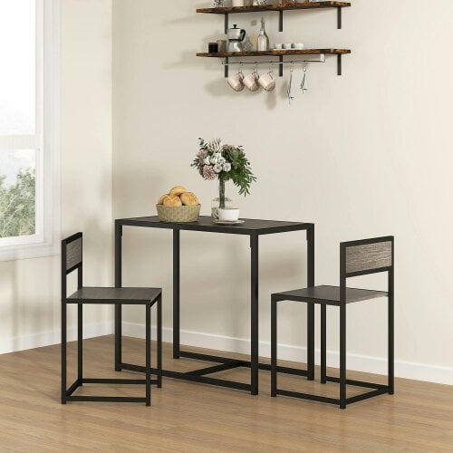 Wyld Haus Zikeba Wooden Grey Wood Effect Compact Dining Table And Chair Set