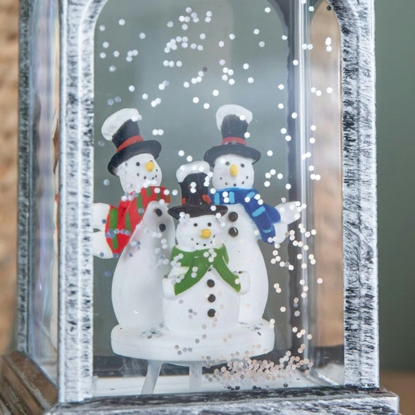 Samuel Alexander 20cm Dual Powered Light up Christmas Water Spinner with 3 Snowmen and White LEDs