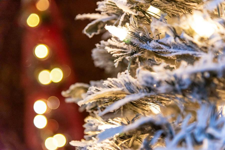 4ft to 6ft Pre-Lit Flocked Pop Up Christmas Tree with Warm White LED Lights image 1