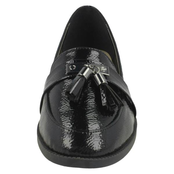 Spot On Ladies Spot On Tassel Trim Loafer Shoes F80418