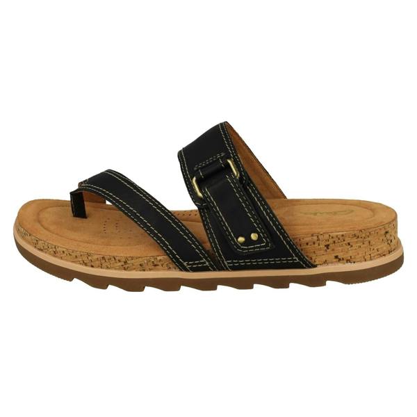 Clarks Ladies Clarks Strappy Toe Post Wedge Heeled Sandals Yacht Beach