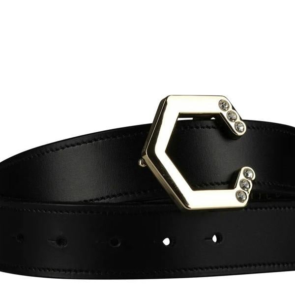 Coldstream Hutton Diamante Leather Waist Belt - Black/Gold - 