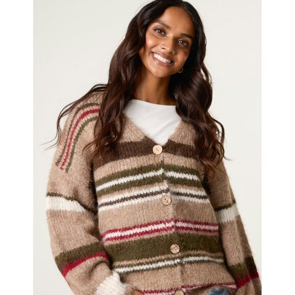 Blue Vanilla Multi Stripe Knit Cardigan