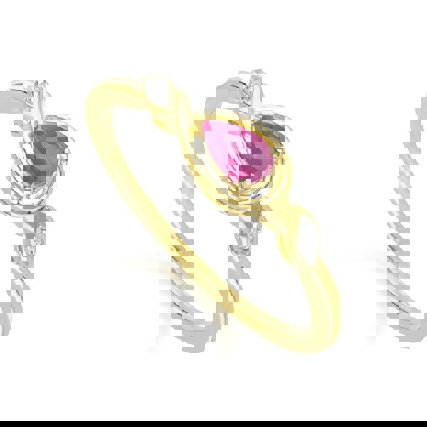 Gemondo Classic Pear Ruby & Diamond Ring In 9ct Yellow Gold