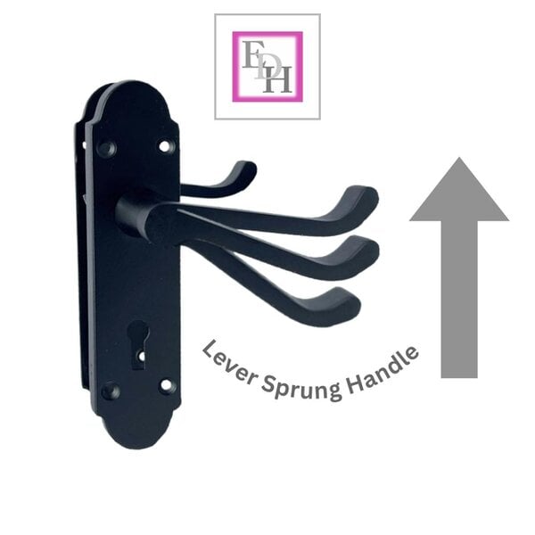 EDH Door Hardware Epsom Matt Black Door Handles, Internal Handles with Bathroom Sash Lock 170mm 2 Pairs