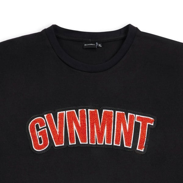 GVNMNT Clothing Co Chenille Varsity Tee - Black / Orange