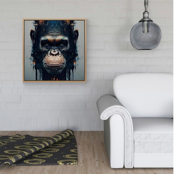 Warren Reed Gorilla Face Splash Art Framed Canvas