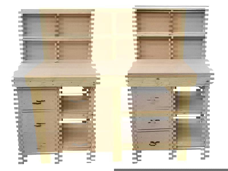 Arbor Garden Solutions Wooden MDF top tool cabinet workbench with storage shelf (V.7) with back panel and double shelf