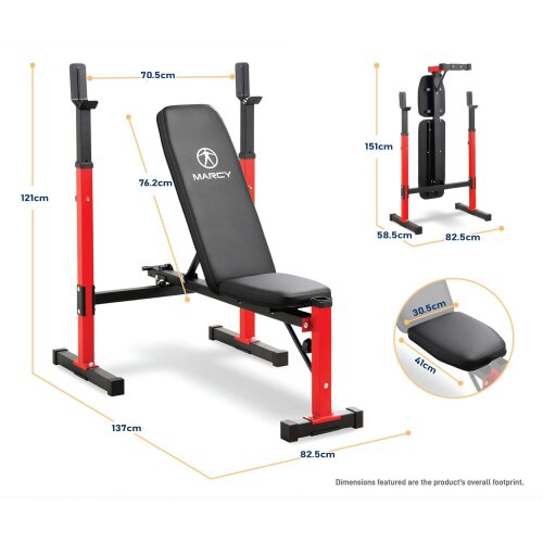 Marcy MWB5511 Folding Weight Bench With Adjustable Uprights & Backrest