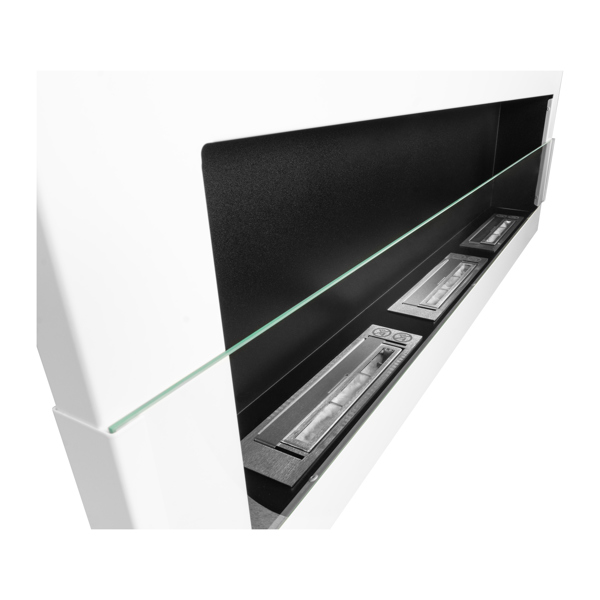 BIOFireplacesGMT Bioethanol Fireplace Wall Mounted 1200x400 White Gloss with Glass Ventless