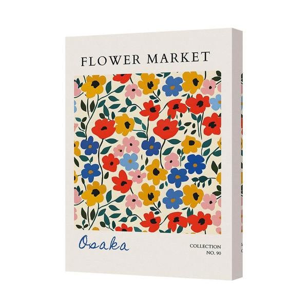 Benjamin Tate Design Contemporary Floral Canvas Art Print Flower Market Osaka Handmade In The UK