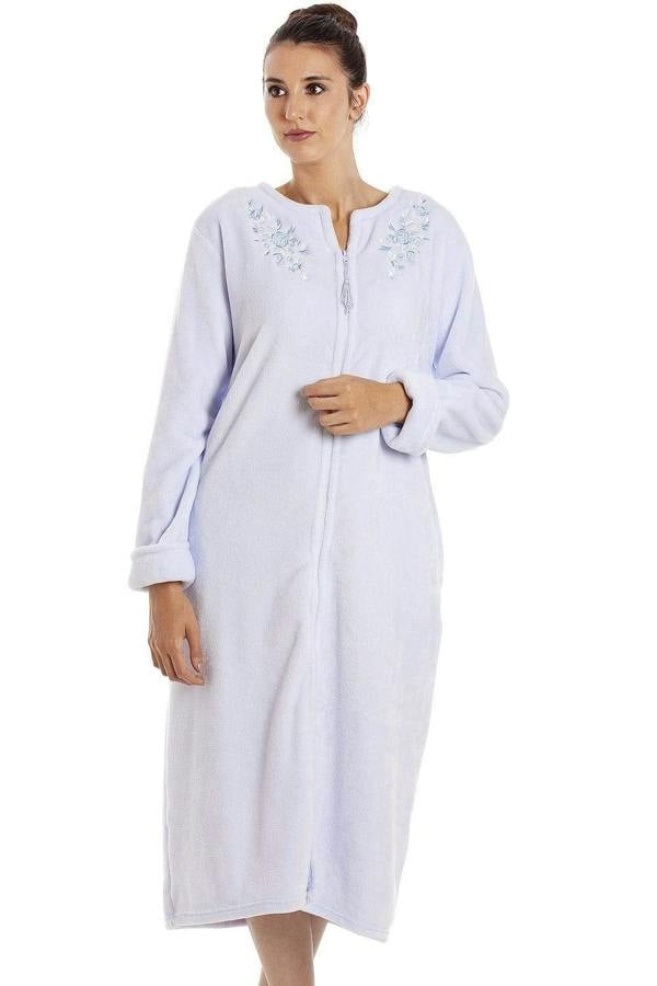 Womens Luxury Soft Fleece Blue Housecoat