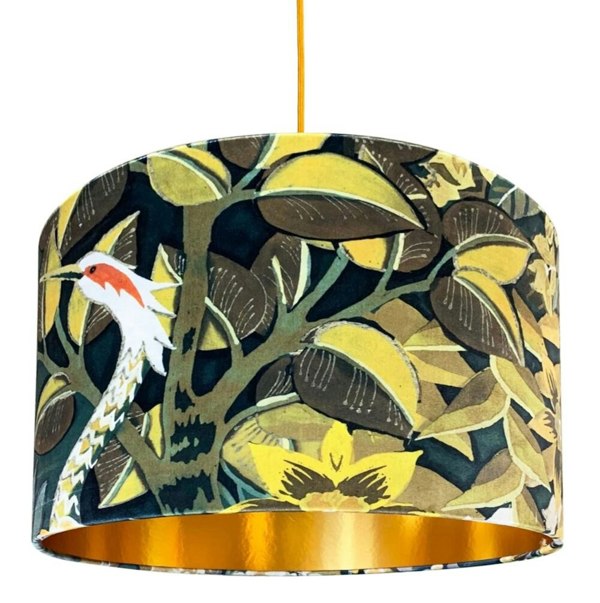 Love Frankie Hawk Moth Velvet Lampshade With Gold Lining