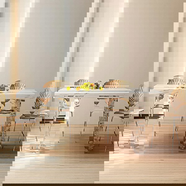 Madison Creamy Dining Table, Sintered Stone & Acrylic-Weilai Concept-Weilai Concept