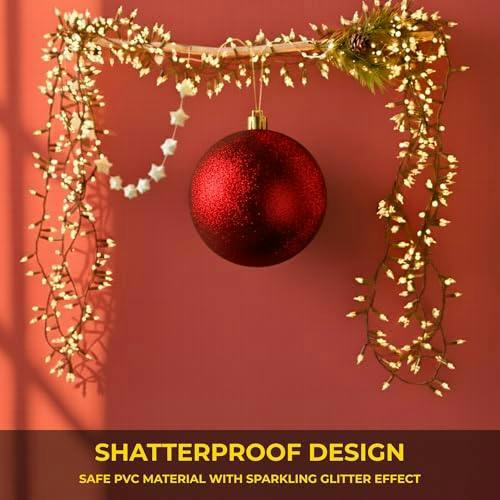 25cm Dark Red Glitter Christmas Bauble for Tree, Garlands and Seasonal Home Décor image 6