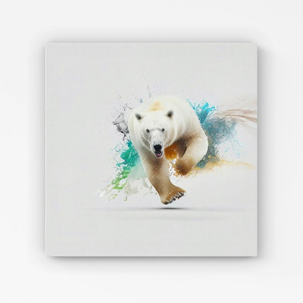 Warren Reed Charging Polar Bear Canvas