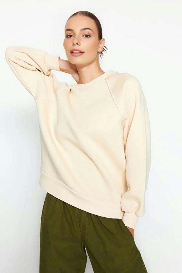 WOVCOR Basic Raglan Sleeve Crew Neck Knit Sweatshirt