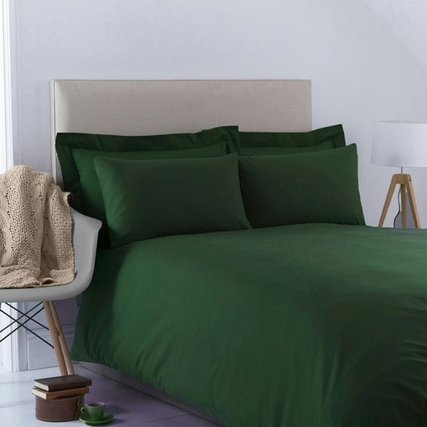 Martex Charlotte Thomas Poetry Plain Dyed Single Bottle Green Duvet Cover Set - 137 x 200cm