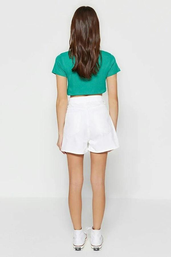 WOVCOR Denim Short Skirt with Slit
