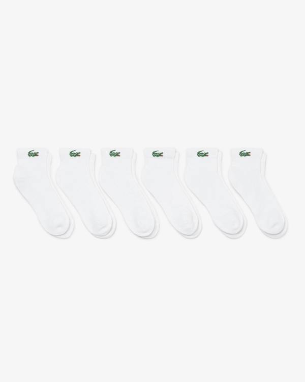 Lacoste 6-Pack Mid-Length Mens Sport Socks - White 001