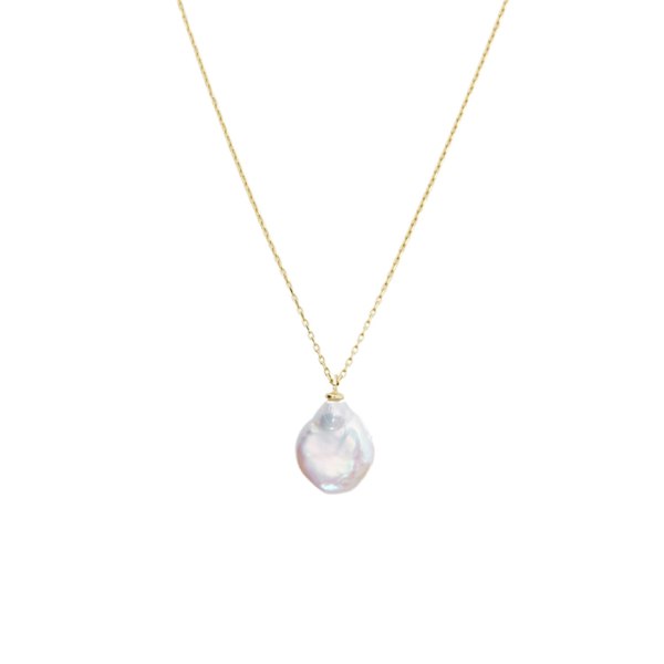 Spero London Baroque Flat Pearl Pendant Necklace Sterling Silver